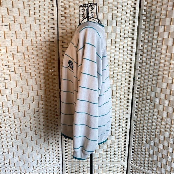 Vintage Marine Club Striped Crew Neck Sweatshirt Faded White Teal Size Large - Picture 6 of 16